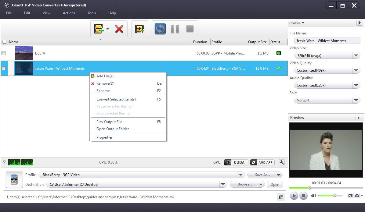 Xilisoft 3GP Video Converter - Screenshot #7