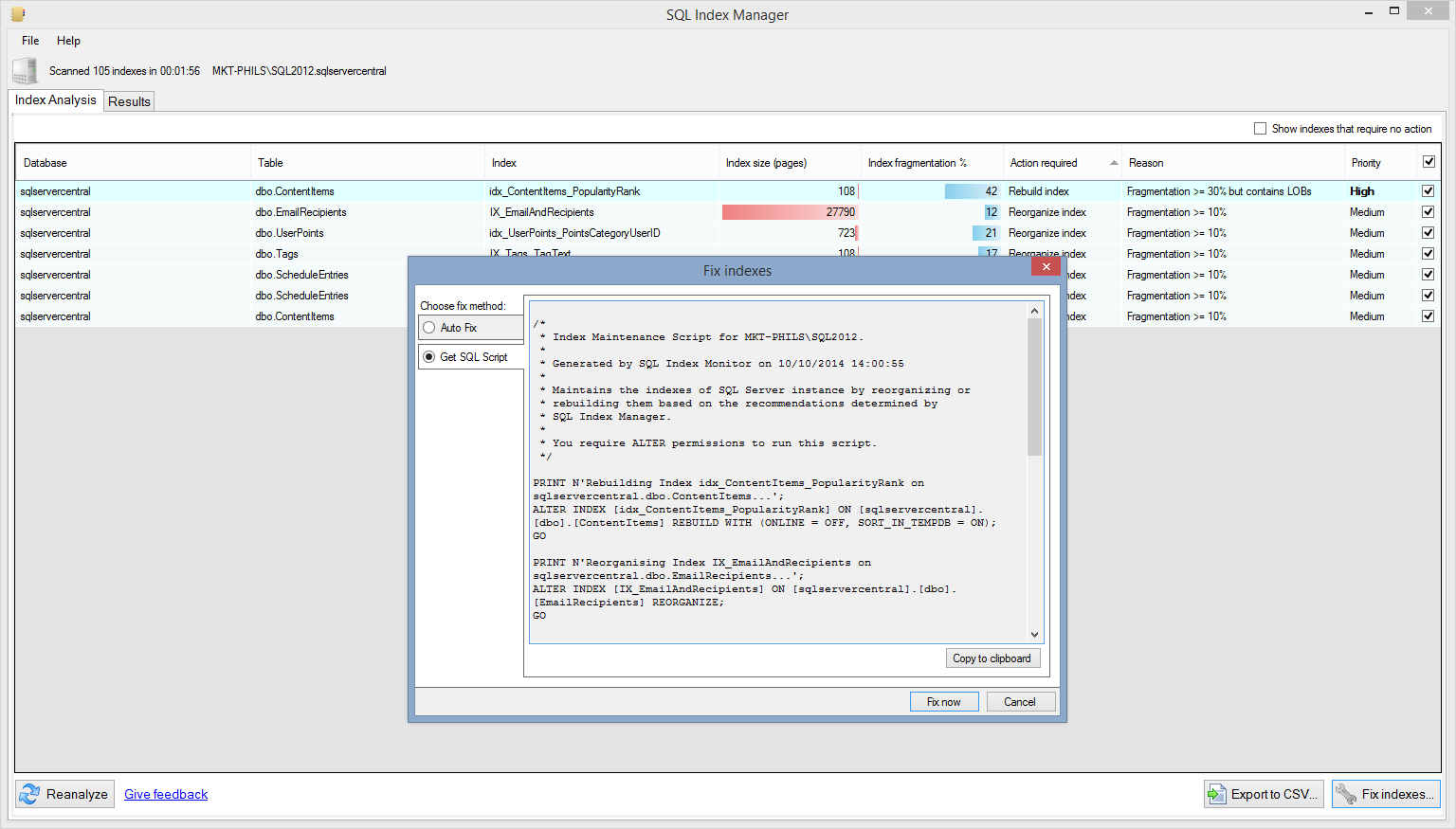 SQL Index Manager latest version - Get best Windows software