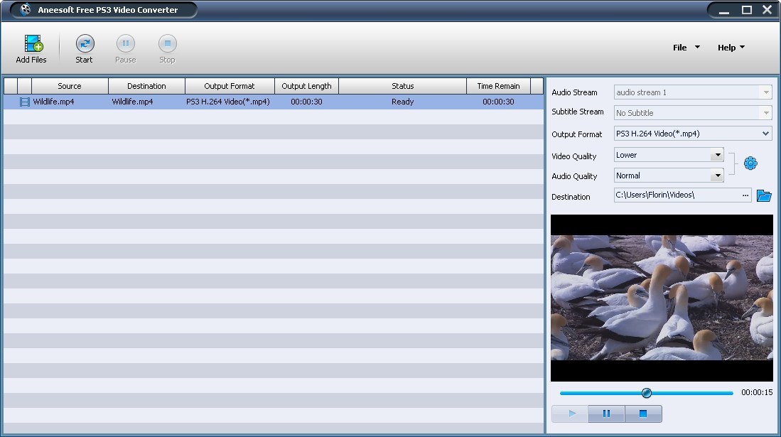 Aneesoft Free PS3 Video Converter - Screenshot #1