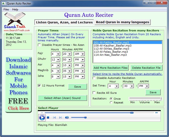 Quran Auto Reciter download for free SoftDeluxe