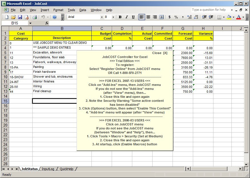 JobCOST Controller - Screenshot #1