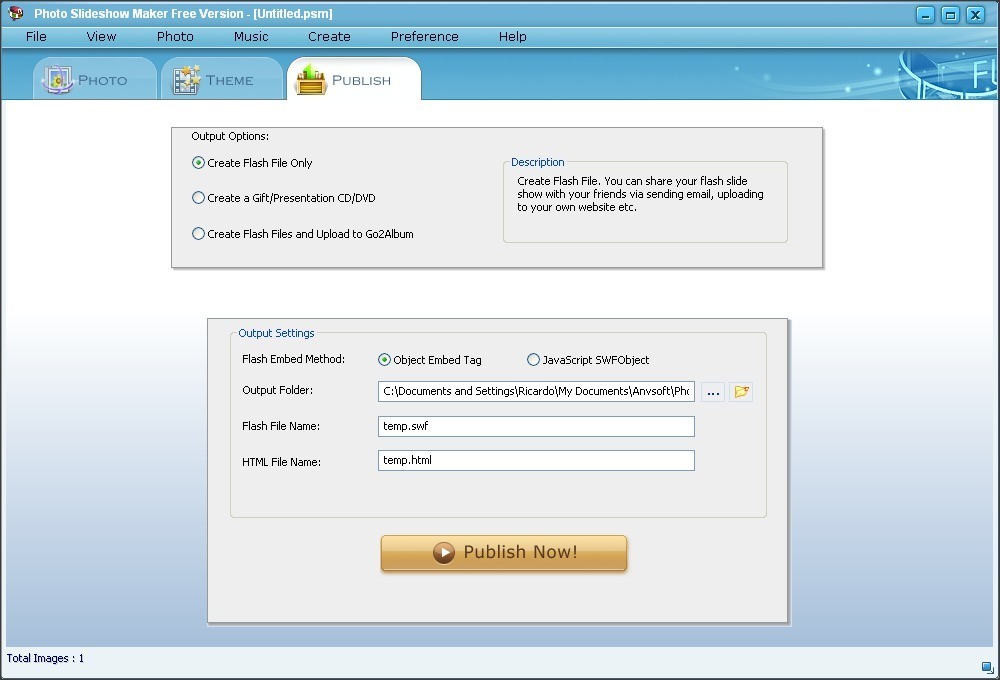 AnvSoft Photo Slideshow Maker Free - Screenshot #1