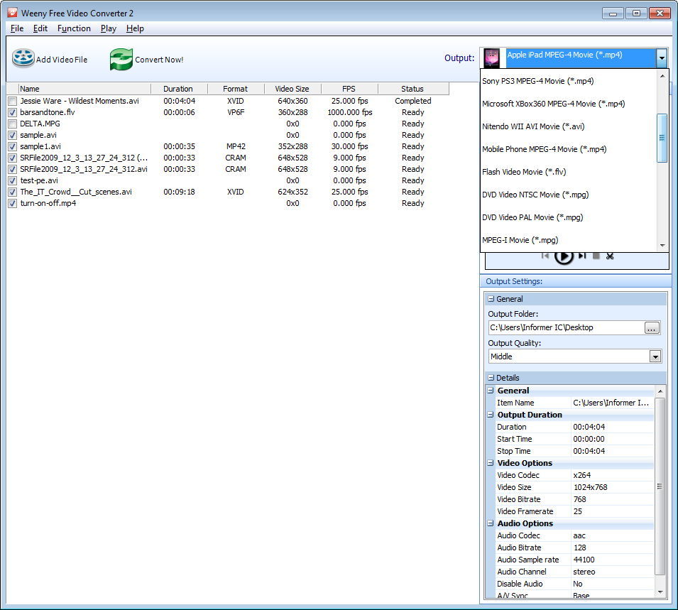 Weeny Free Video Converter - Screenshot #4