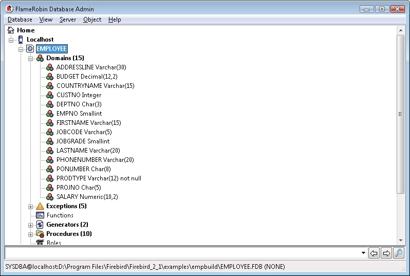 FlameRobin - Screenshot #4