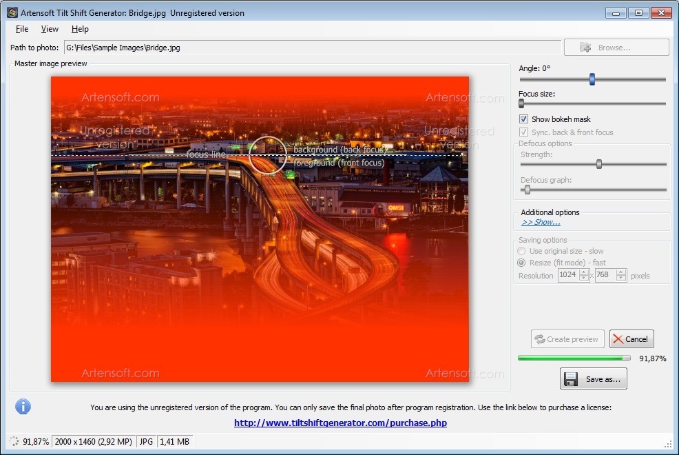 Artensoft Tilt Shift Generator - Screenshot #5
