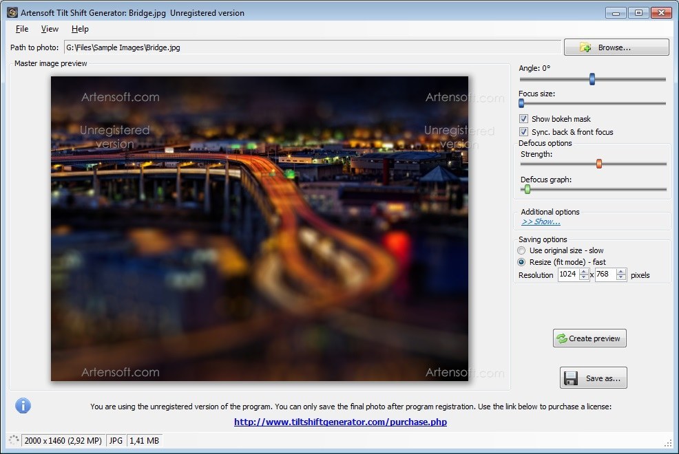 Artensoft Tilt Shift Generator - Screenshot #4