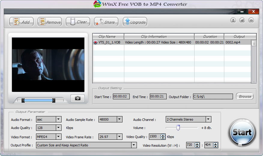 WinX Free VOB to MP4 Converter - Screenshot #13