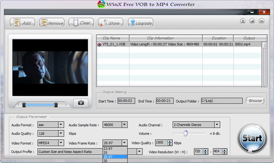 WinX Free VOB to MP4 Converter - Screenshot #11