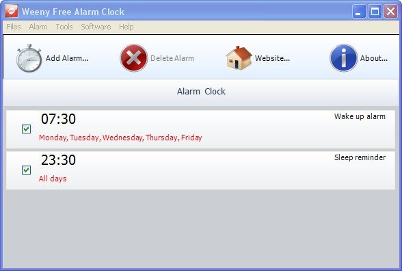 Weeny Free Alarm Clock - Screenshot #1