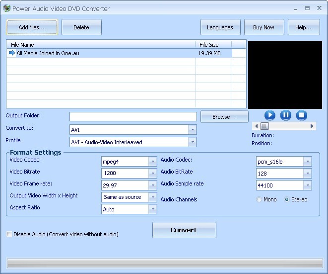 Power Audio Video DVD Converter - Screenshot #1