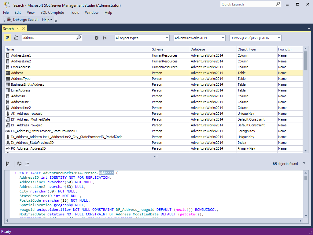 dbForge Search for SQL Server - Screenshot #7