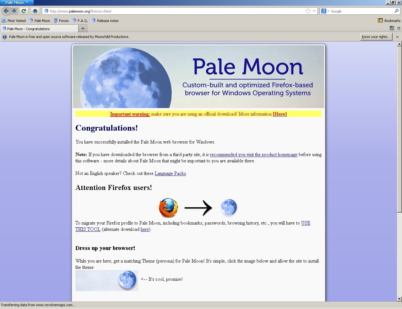 Pale Moon 32.4.0.1 instal