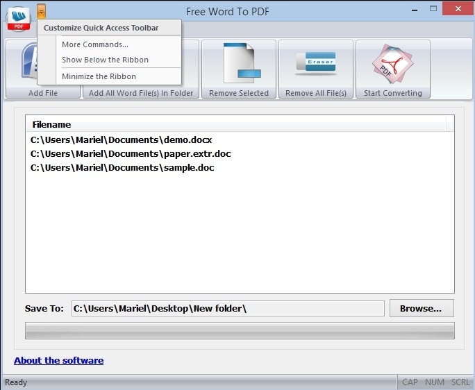 Free Word To PDF - Screenshot #1