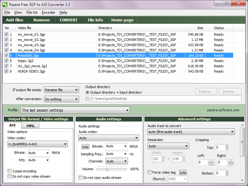Pazera Free 3GP to AVI Converter - Screenshot #5