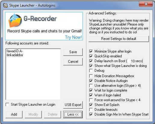 Launcher for Skype - Screenshot #1