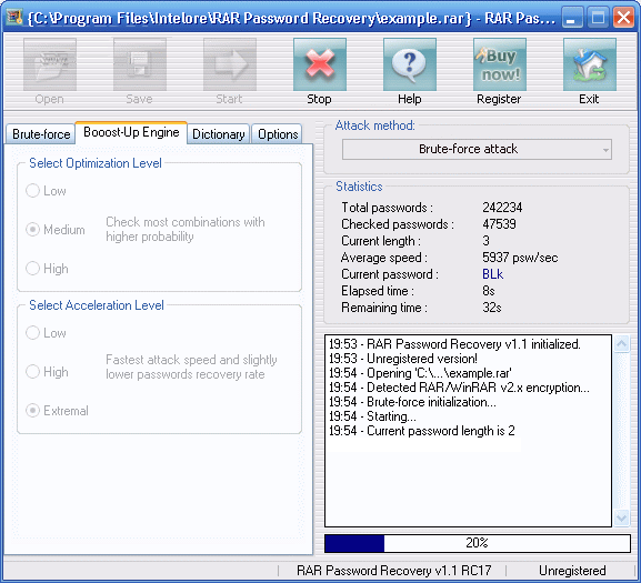 RAR Password Recovery - Screenshot #4