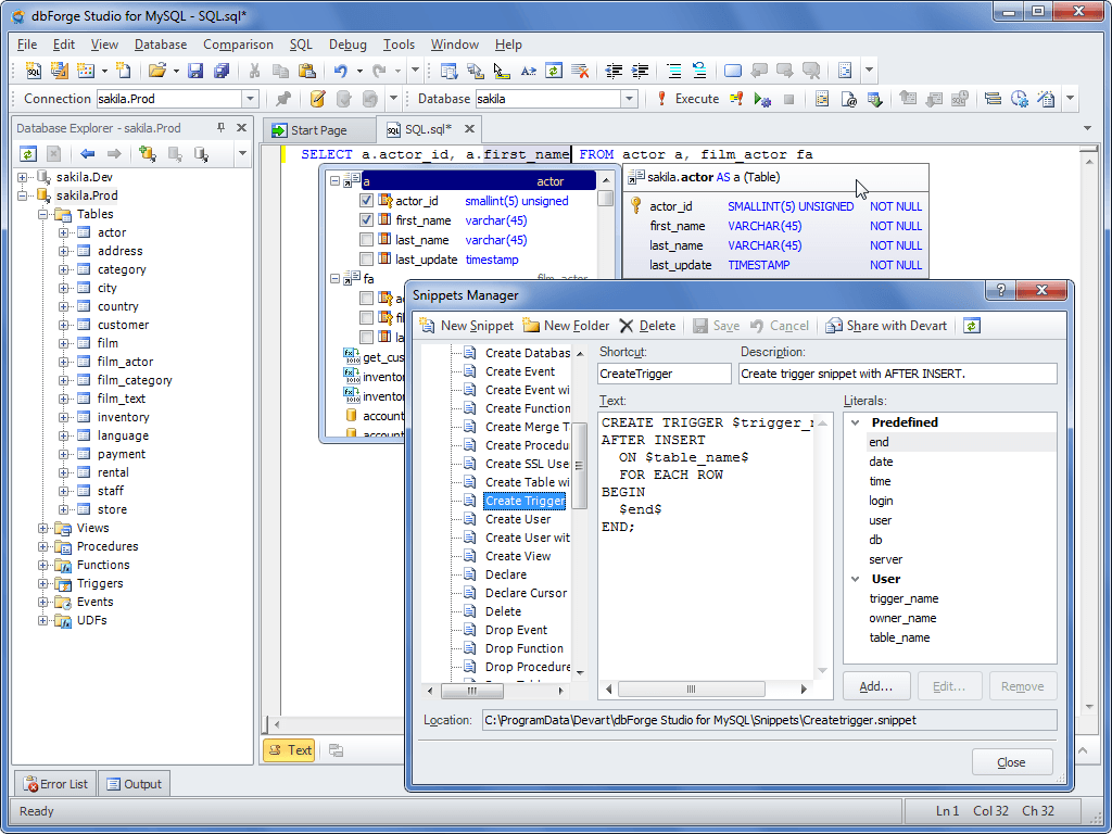 dbforge studio for mysql wont save