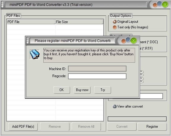 Mini PDF To Word Converter - Screenshot #1