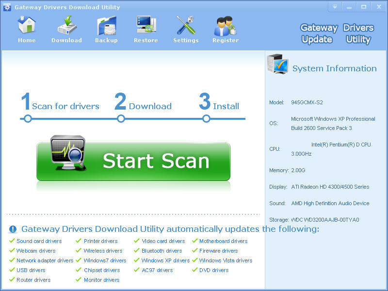 Gateway Drivers Download Utility download for free