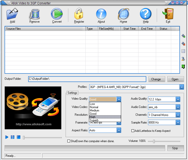 Allok Video to 3GP Converter - Screenshot #4