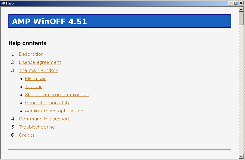 AMP WinOFF - Screenshot #1