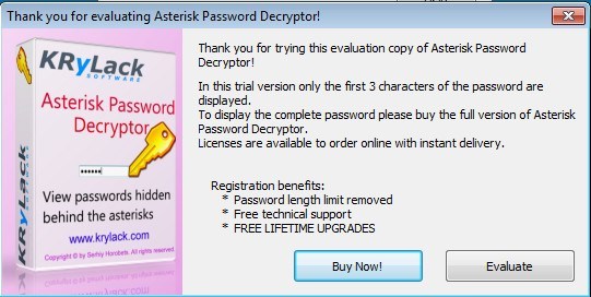 Asterisk Password Decryptor - Screenshot #2