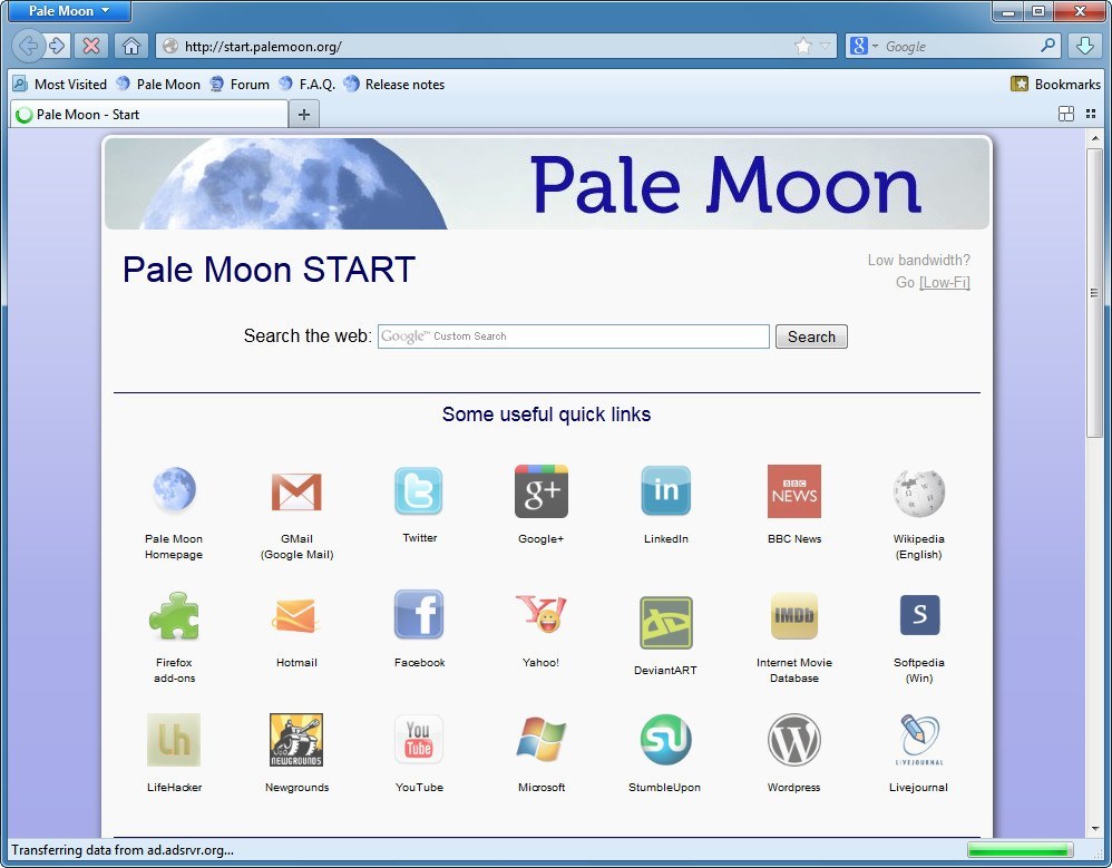 Pale Moon 32.3.1 downloading