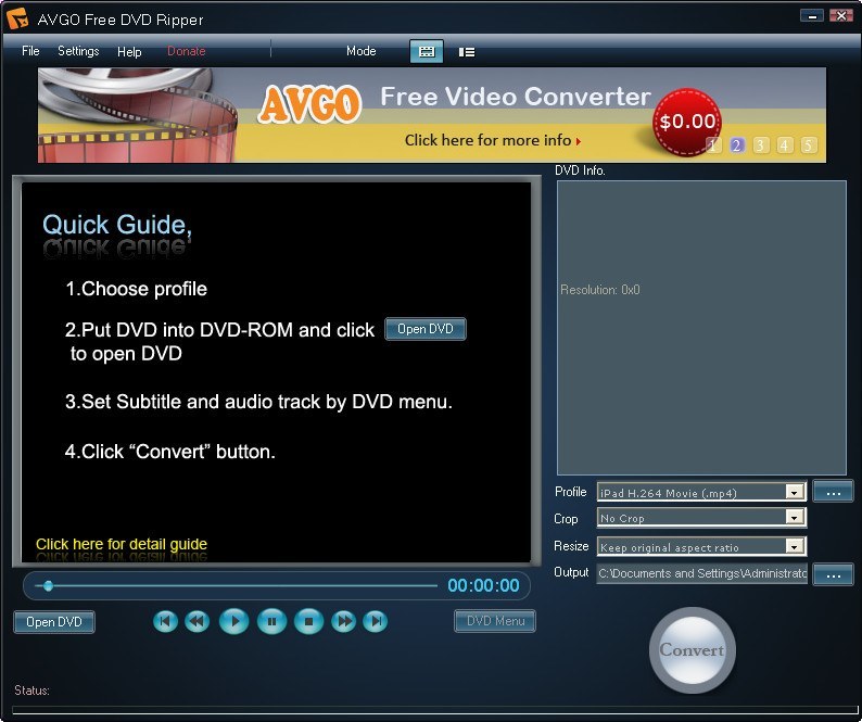 AVGO Free DVD Ripper - Screenshot #1