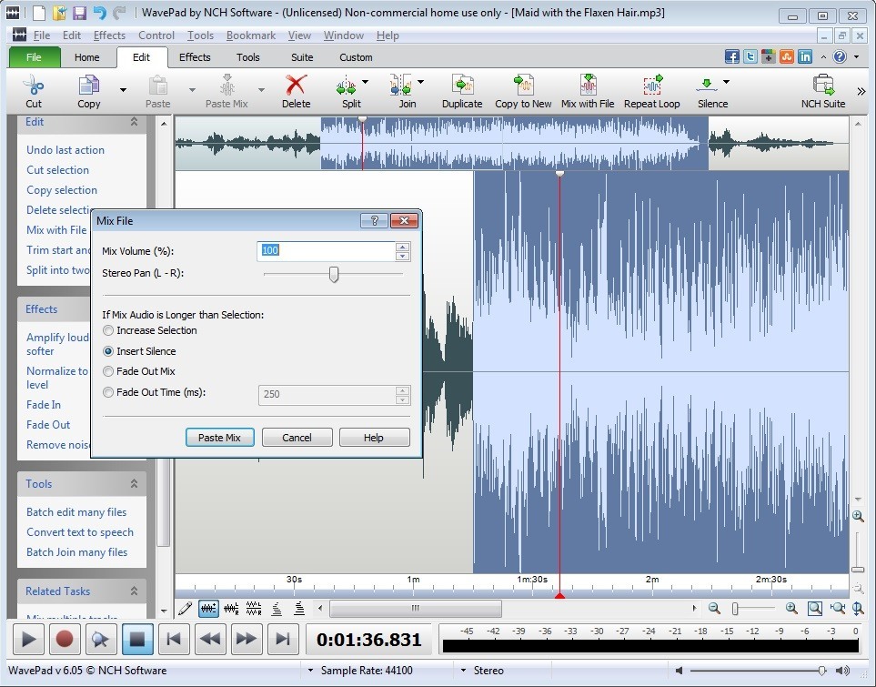 wavepad audio editor free
