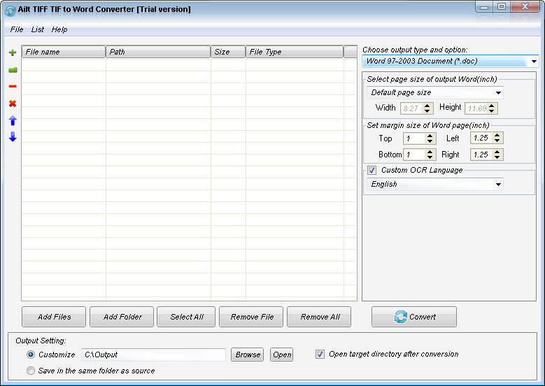 Ailt TIFF TIF to Word Converter - Screenshot #3