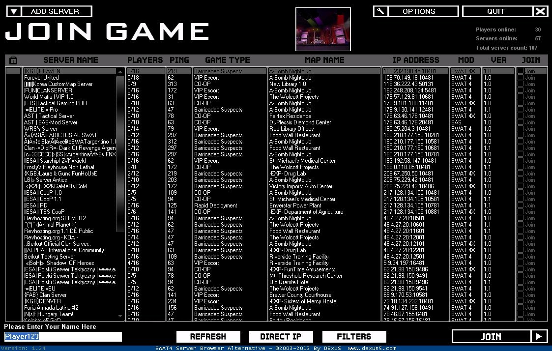 SWAT4 Server Browser Alternative - Screenshot #3