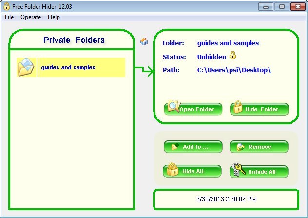 Free Folder Hider - Screenshot #3