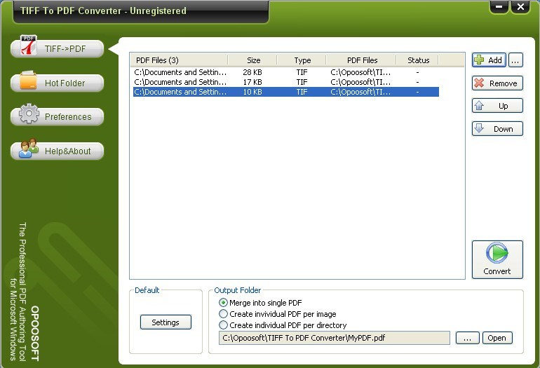 OpooSoft TIFF To PDF Converter - Screenshot #2