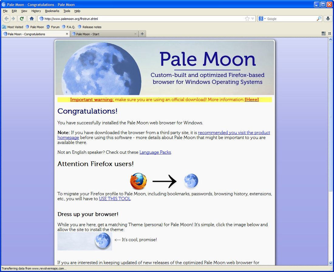 pale moon for xp