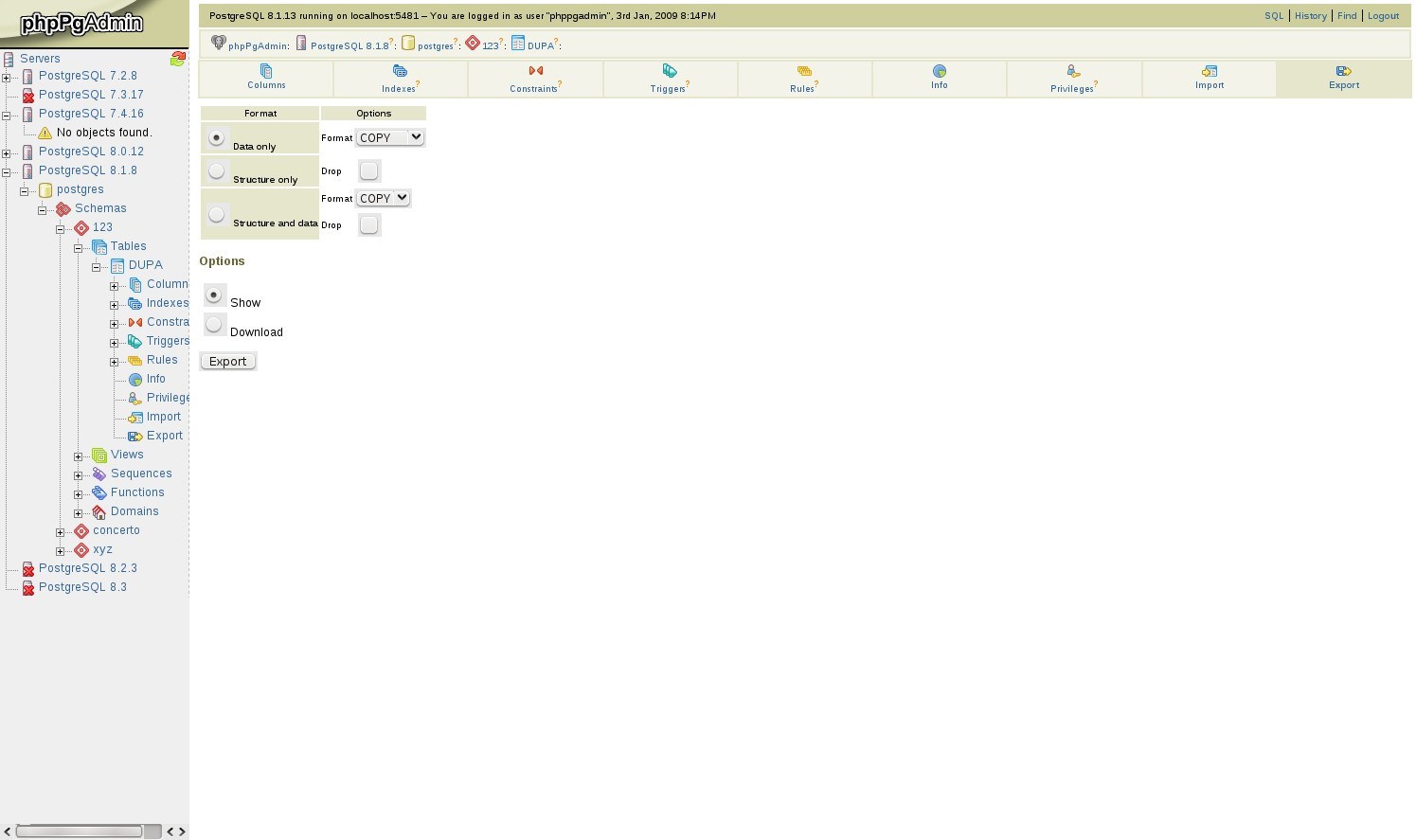phpPgAdmin download for free - SoftDeluxe
