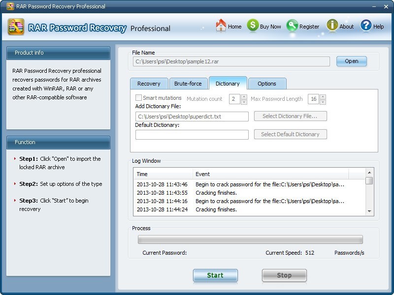 RAR Password Recovery Professional - Screenshot #6