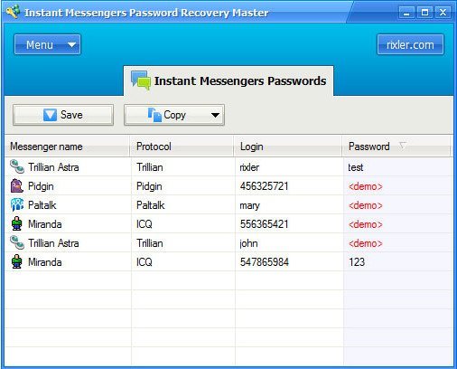 Instant Messengers Password Recovery Master - Screenshot #1