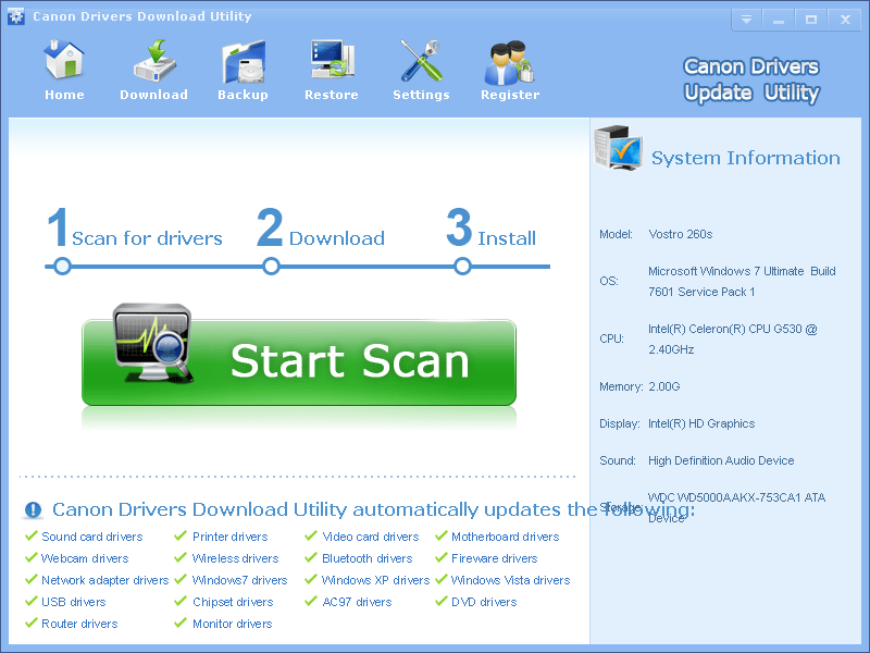 Canon Drivers Download Utility - Screenshot #1