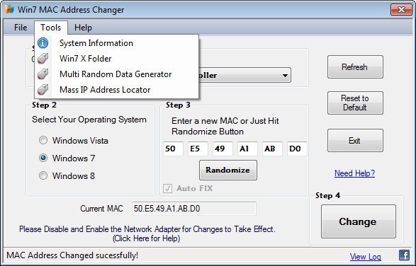 Win7 MAC Address Changer - Screenshot #3