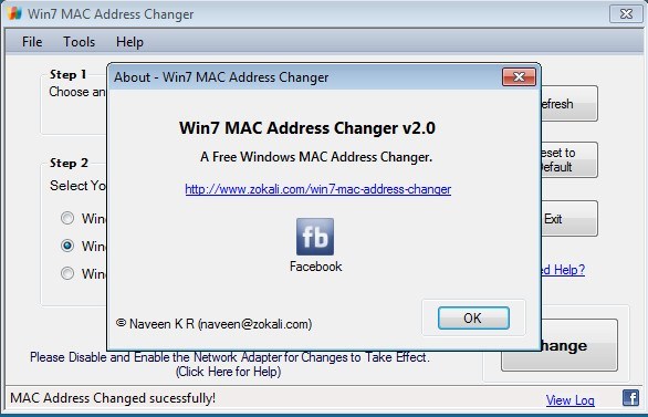 Win7 MAC Address Changer - Screenshot #2