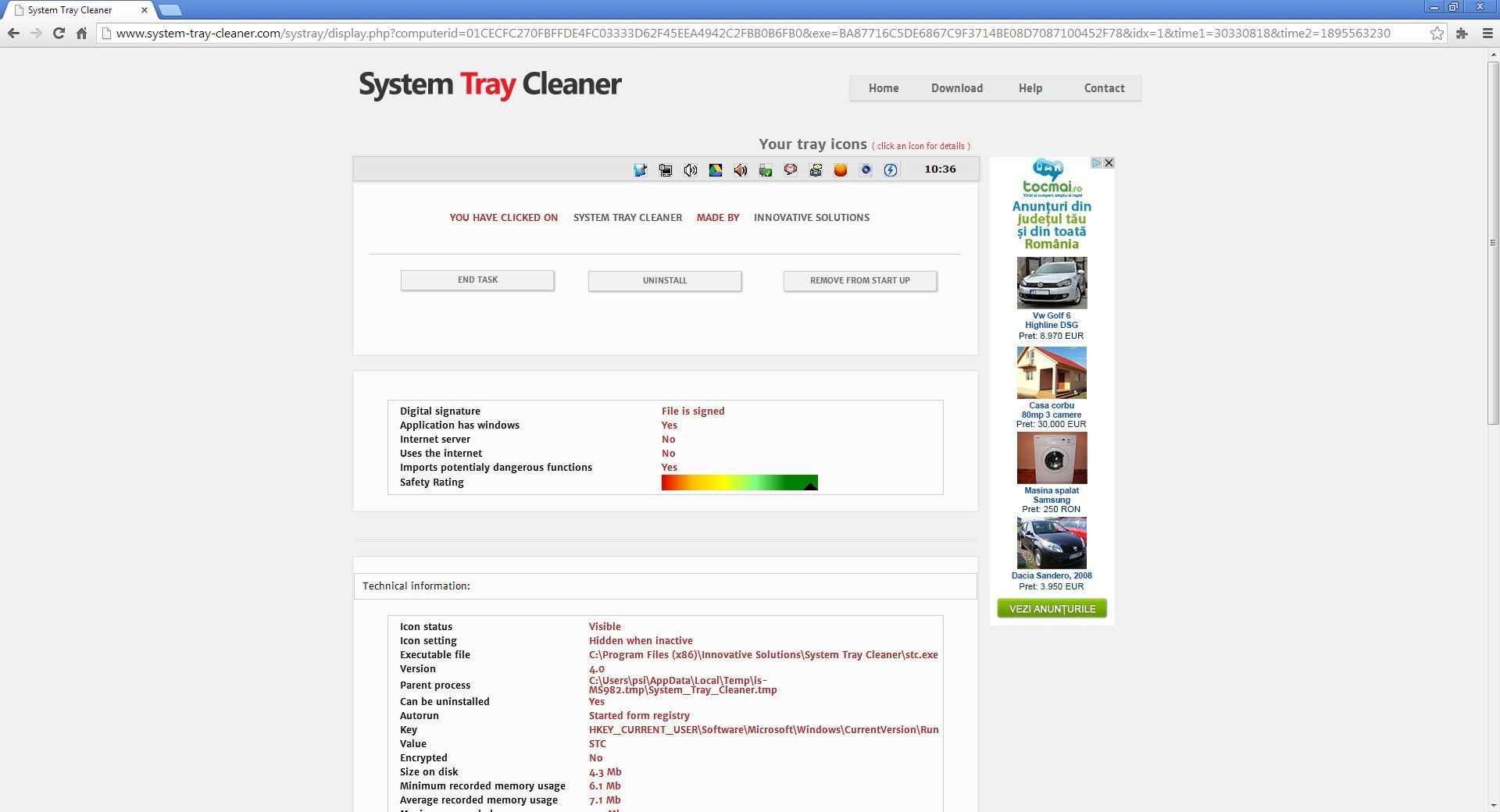 System Tray Cleaner - Screenshot #1