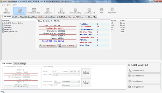 Word Count Manager - Screenshot #1