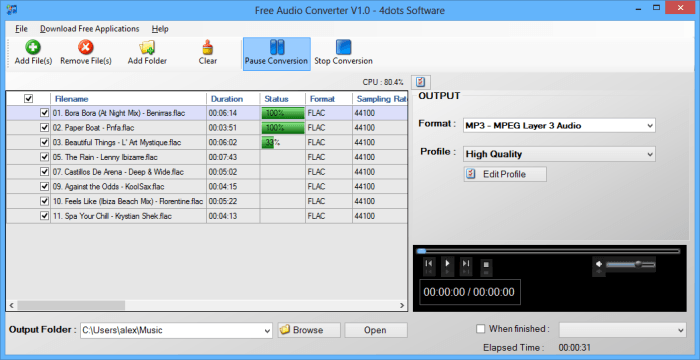 Free Audio Converter 4dots - Screenshot #3
