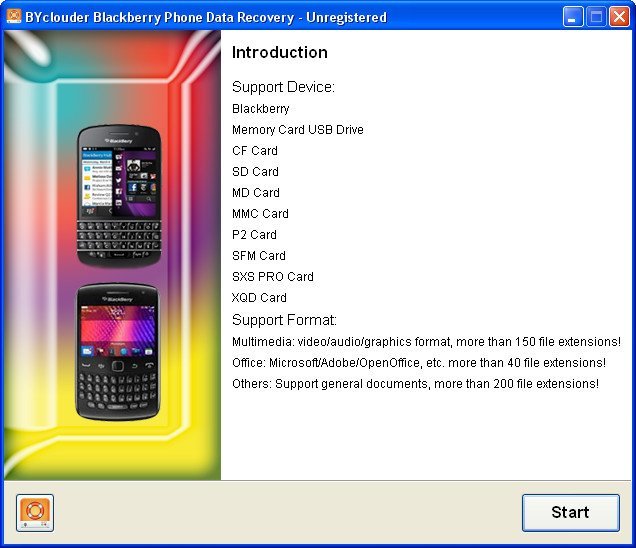 BYclouder Blackberry Phone Data Recovery - Screenshot #1