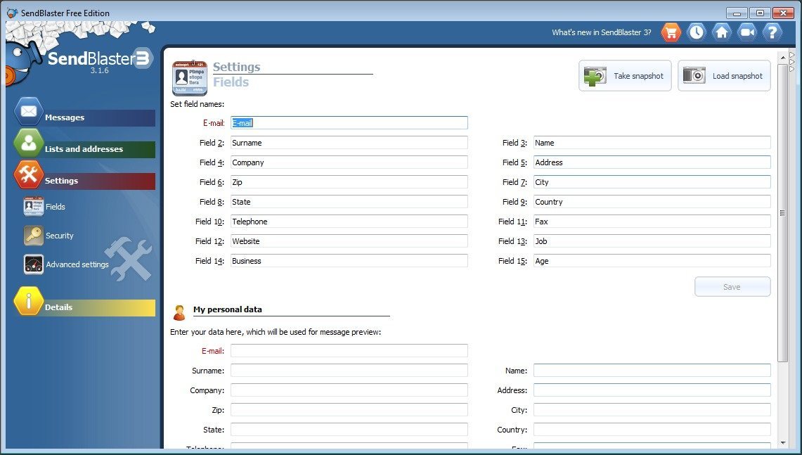 SendBlaster - Screenshot #1