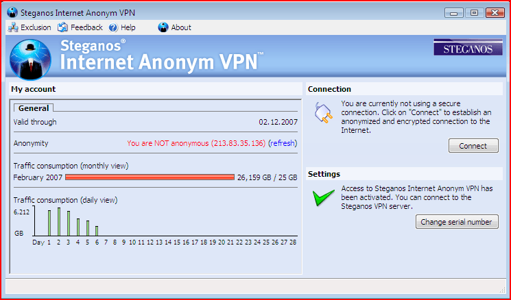 Steganos Internet Anonym VPN - Screenshot #3