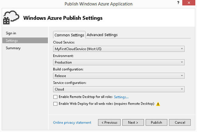 Windows Azure Tools for Microsoft Visual Studio 2013 - Screenshot #1