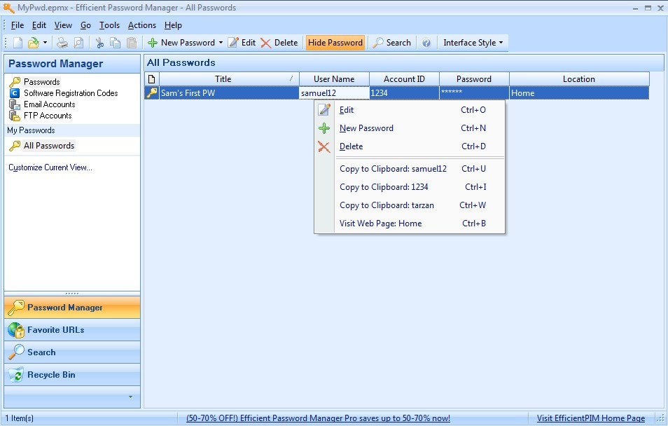 Efficient Password Manager latest version - Get best Windows software