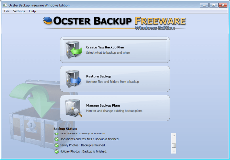 Ocster Backup Freeware Windows Edition - Screenshot #2