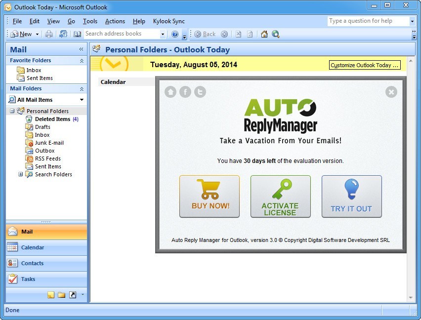 Auto Reply Manager for Outlook download for free - SoftDeluxe